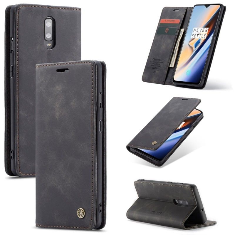 Flip Kotelot OnePlus 7 Granatowy Szary Etui Z Imitacji Skóry