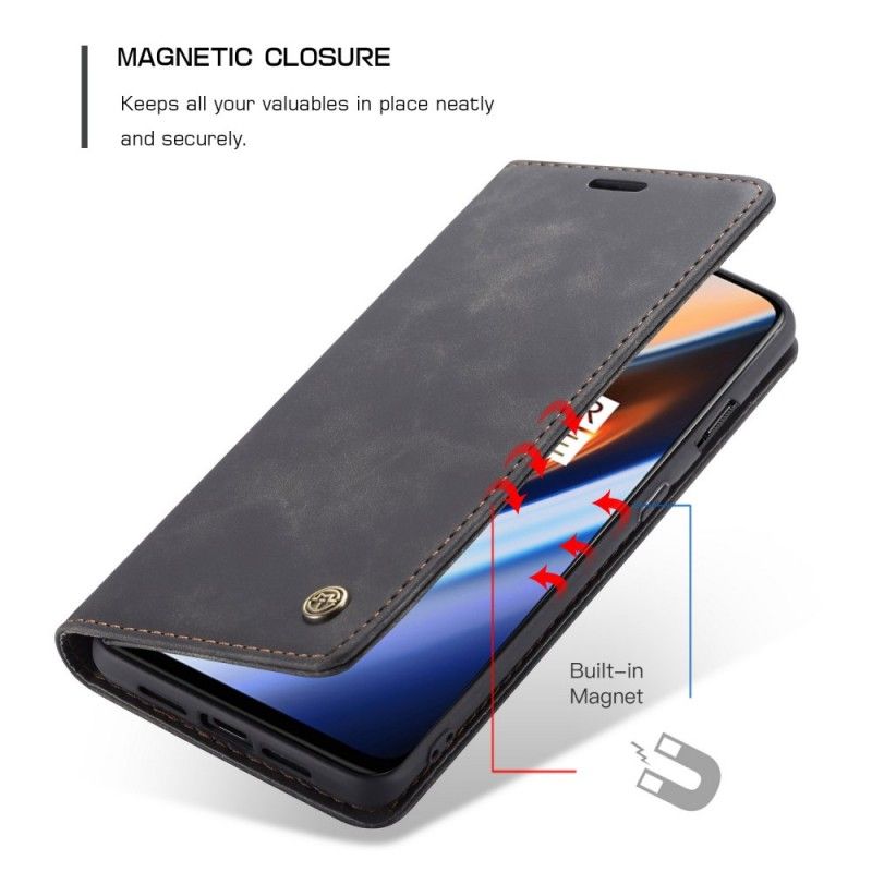 Flip Kotelot OnePlus 7 Granatowy Szary Etui Z Imitacji Skóry