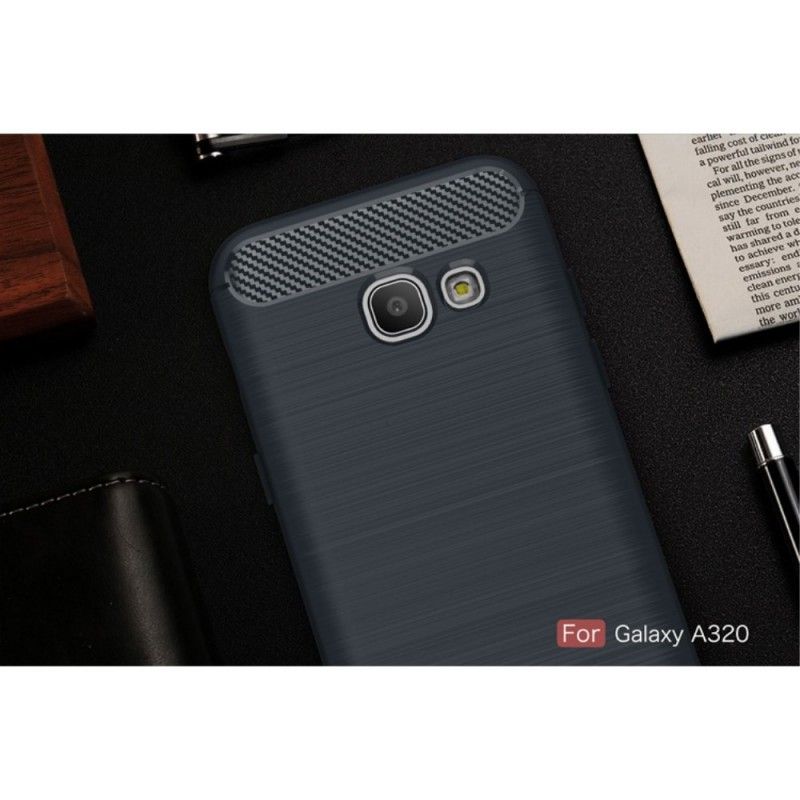 Futerały Samsung Galaxy A3 2017 Czerwony Czarny Etui na Telefon Szczotkowane Włókno Węglowe