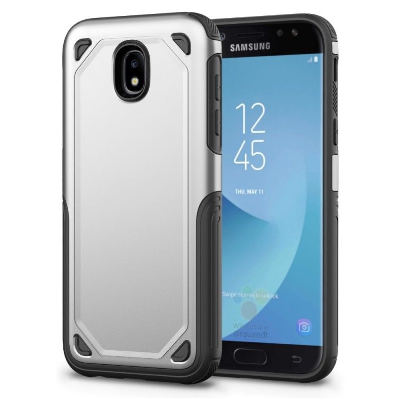 Etui Samsung Galaxy J7 2017 Szary Czarny Zbroja Z Efektem Metalu