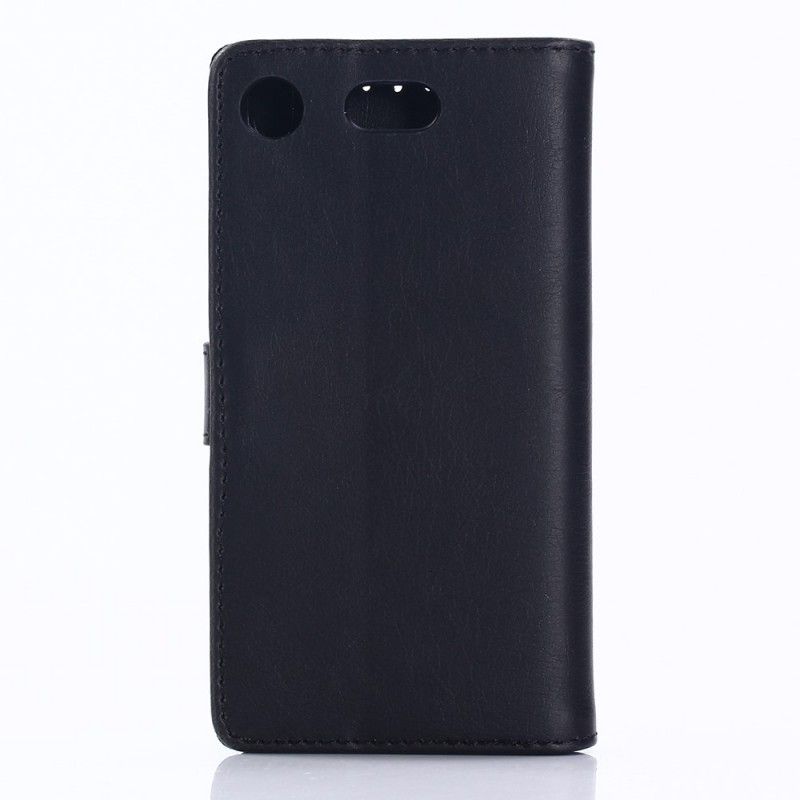 Skórzany Futerał Sony Xperia XZ1 Compact Kawowy Czarny Etui na Telefon Efekt Skóry