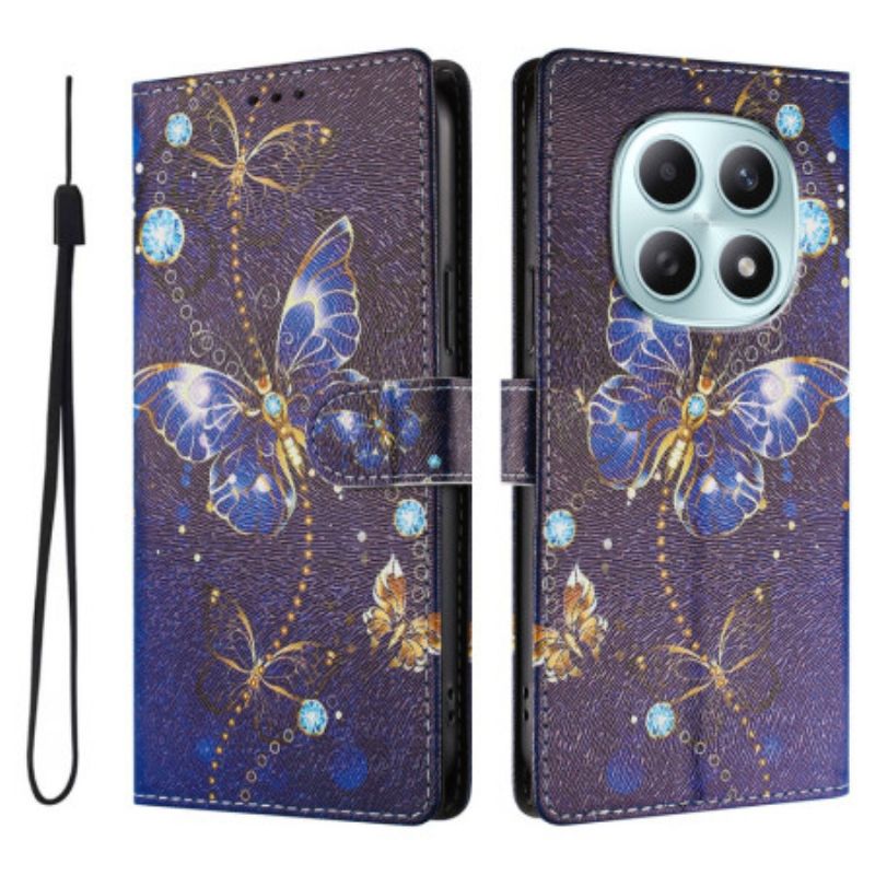 Etui Folio Do Xiaomi Redmi Note 15 5g Niebieski Motyl