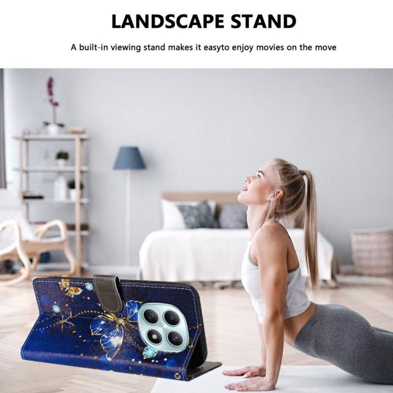 Etui Folio Do Xiaomi Redmi Note 15 5g Niebieski Motyl