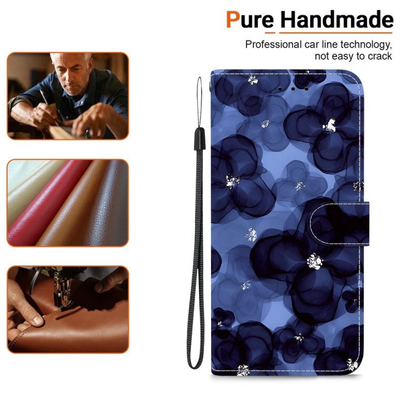 Etui Folio Do Xiaomi Redmi Note 15 5g Niebieskie Kwiaty