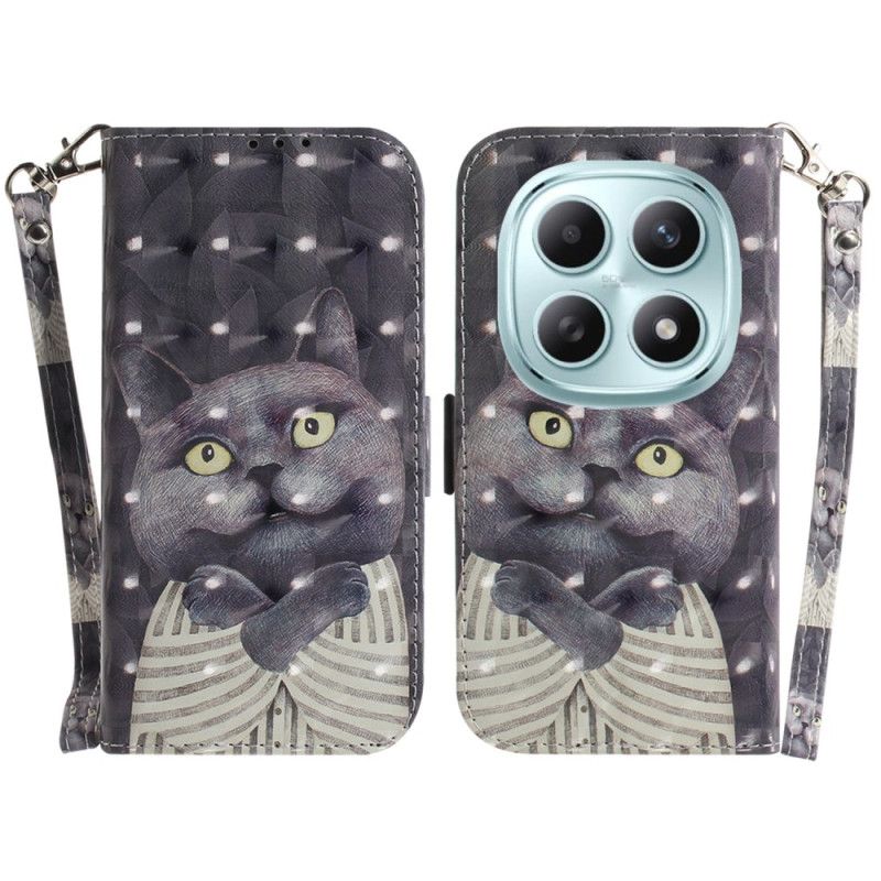 Etui Folio Do Xiaomi Redmi Note 15 5g Szary Kotek Ze Smyczką