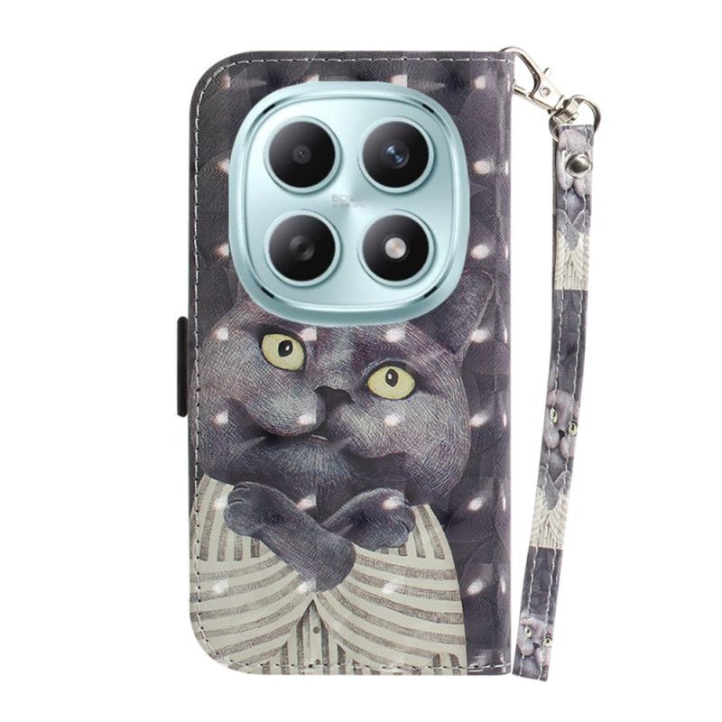 Etui Folio Do Xiaomi Redmi Note 15 5g Szary Kotek Ze Smyczką