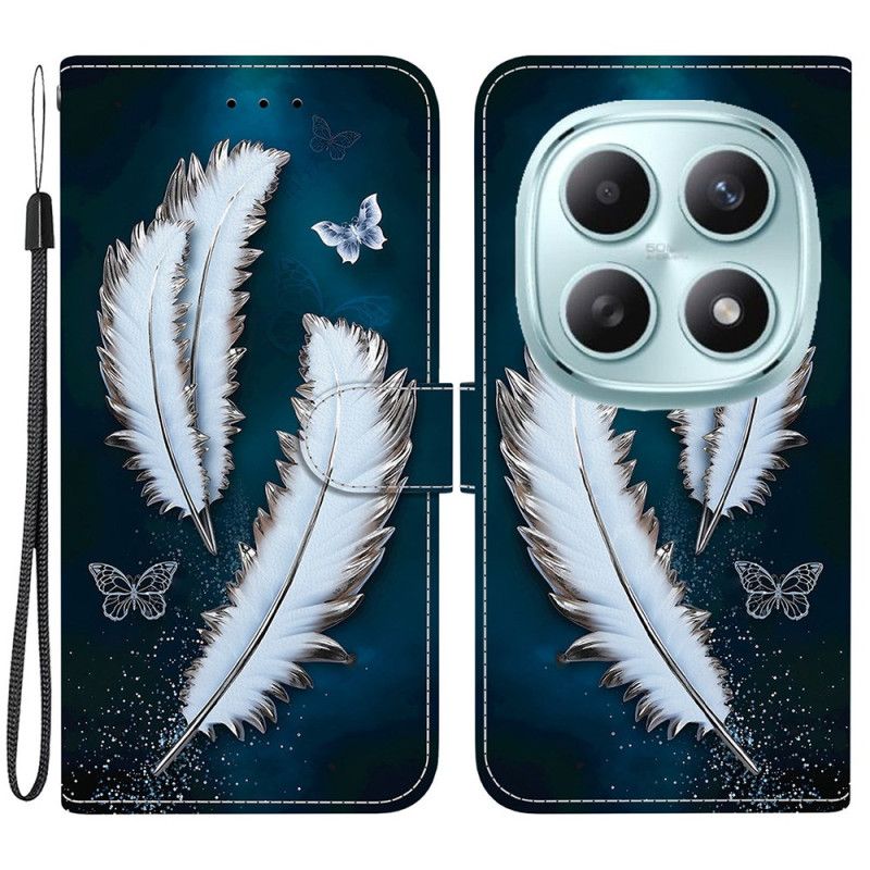 Etui Folio Xiaomi Redmi Note 15 5g Białe Pióra Etui Ochronne