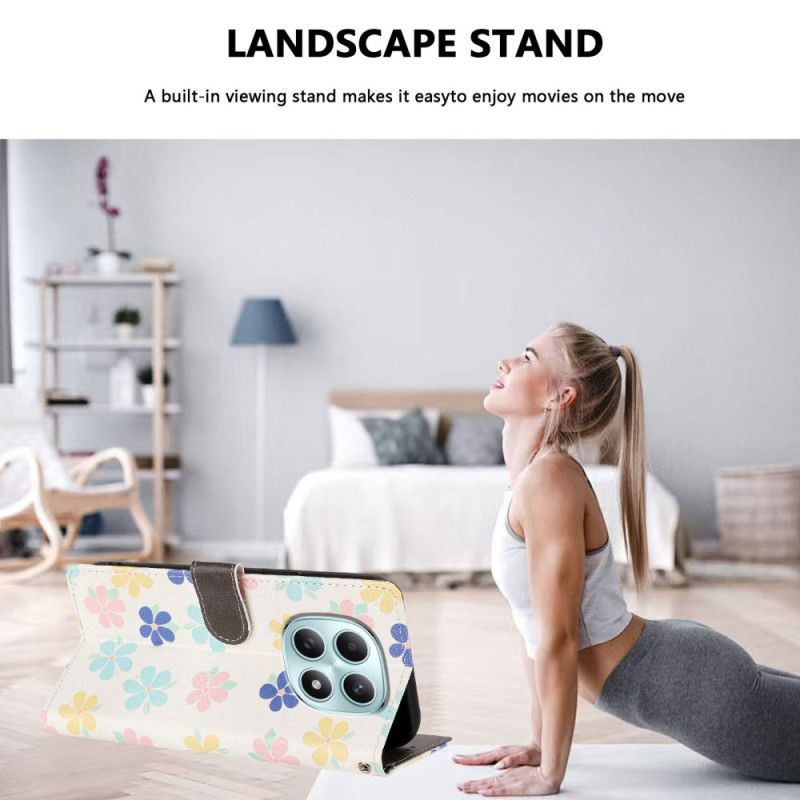 Etui Folio Xiaomi Redmi Note 15 5g Kolorowe Kwiaty Etui Ochronne