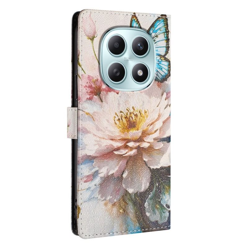 Etui Folio Xiaomi Redmi Note 15 5g Motyl I Kwiaty Etui Ochronne
