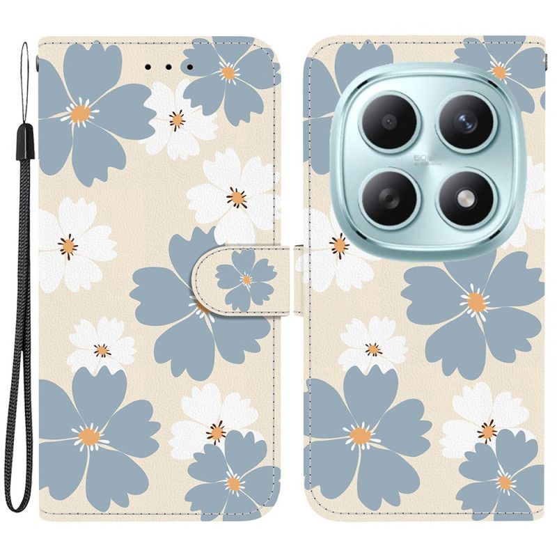Etui Folio Xiaomi Redmi Note 15 5g Niebieskie Stokrotki