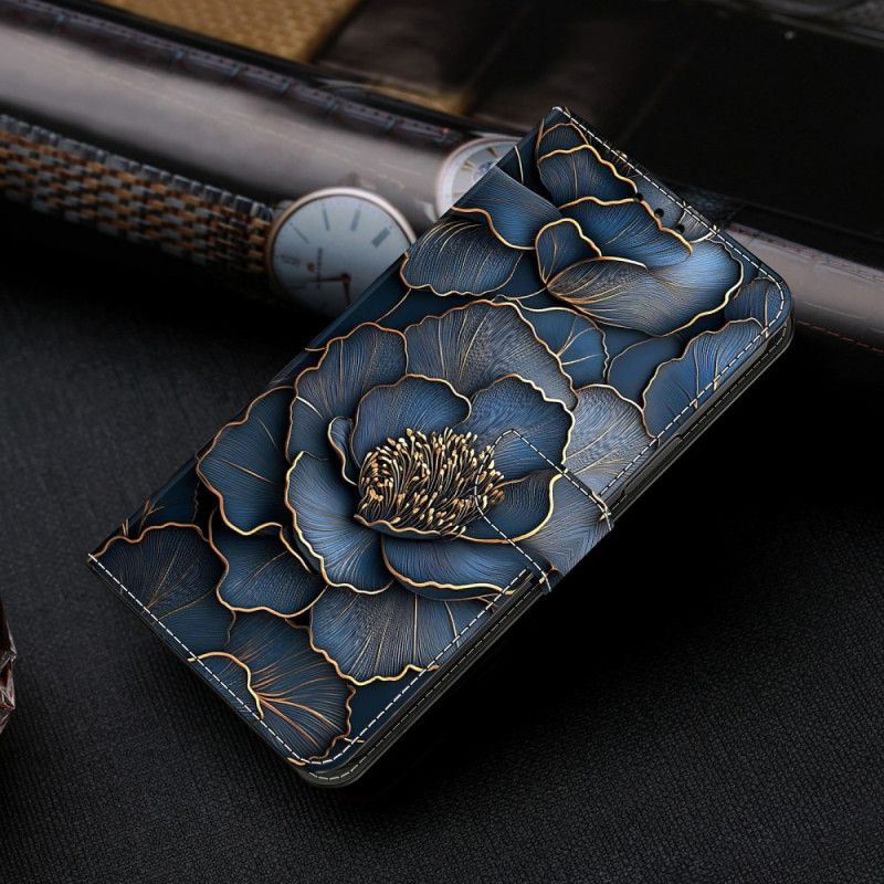 Etui Folio Xiaomi Redmi Note 15 5g Niebiesko-złota Piwonia