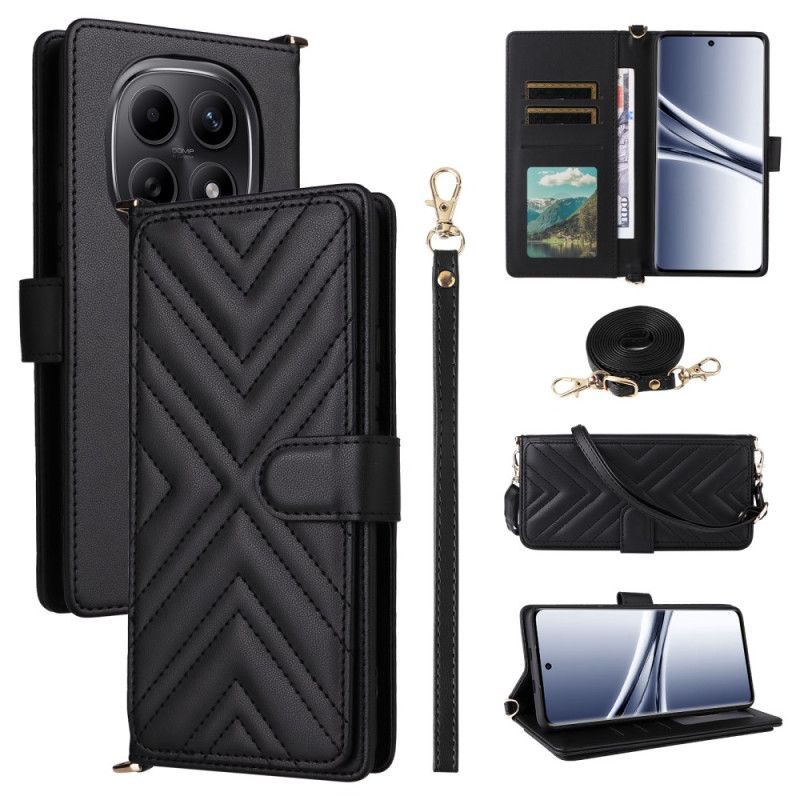 Etui Folio Xiaomi Redmi Note 15 5g Pikowana Z Paskiem Na Ramię I Paskiem Etui Ochronne