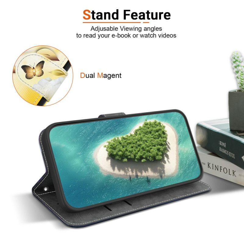 Etui Folio Xiaomi Redmi Note 15 5g Złote Motyle I Białe Kwiaty