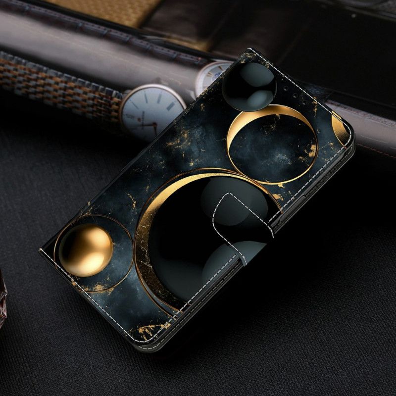 Etui Folio Xiaomi Redmi Note 15 5g Złote Pierścienie Etui Ochronne