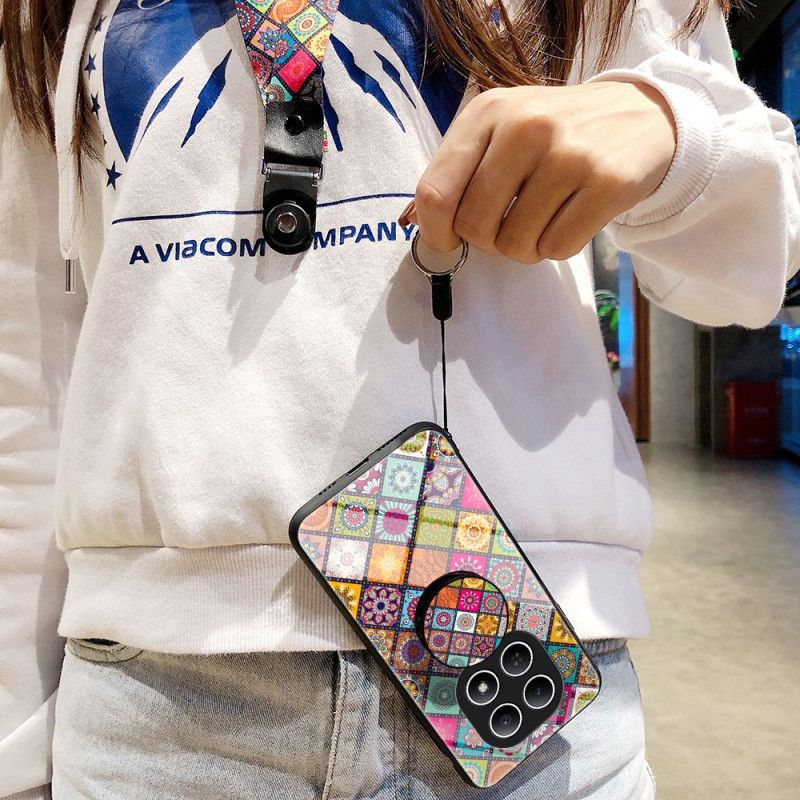 Etui Xiaomi Redmi Note 15 5g Patchworkowa Podstawka I Pasek Etui Ochronne