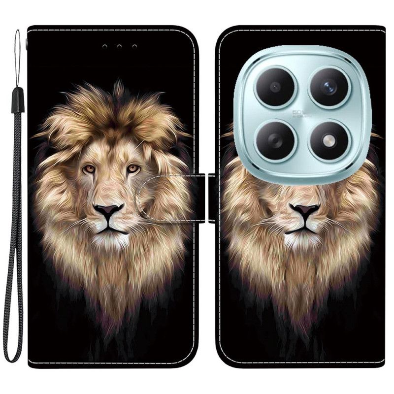 Skórzany Futerał Xiaomi Redmi Note 15 5g Etui Na Telefon Głowa Lwa