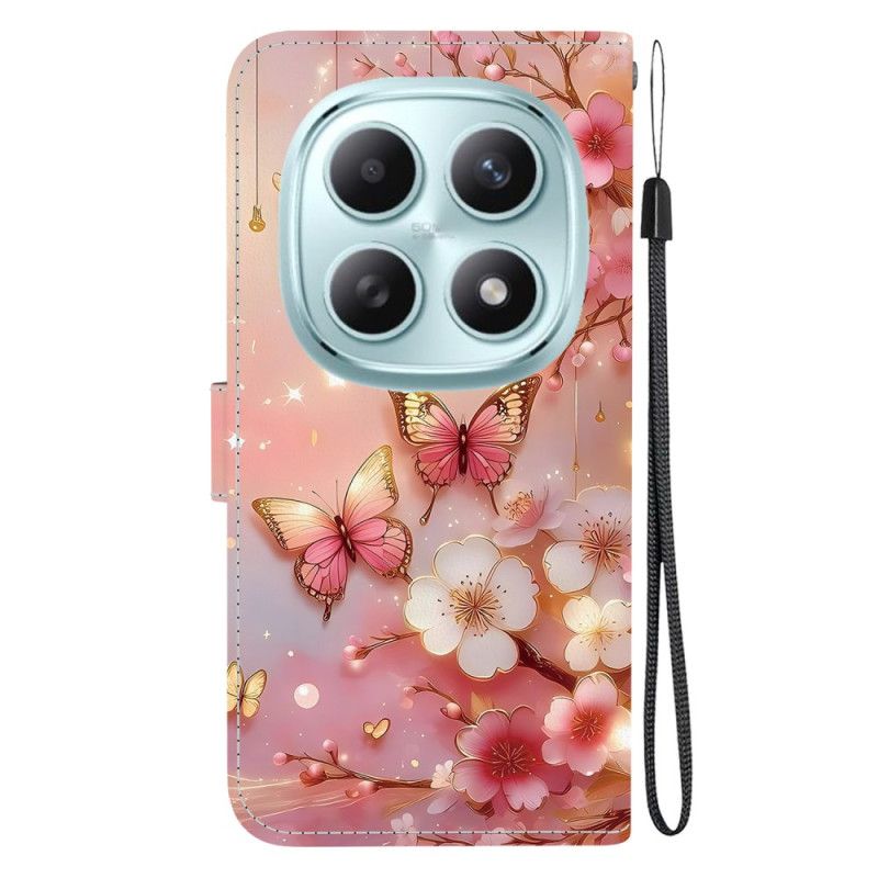 Skórzany Futerał Xiaomi Redmi Note 15 5g Etui Na Telefon Motyle Latarnia