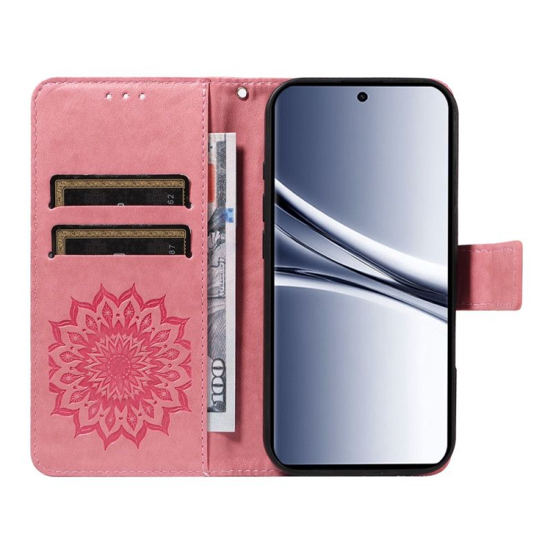 Skórzany Futerał Xiaomi Redmi Note 15 5g Etui Na Telefon Wzór Słonecznika