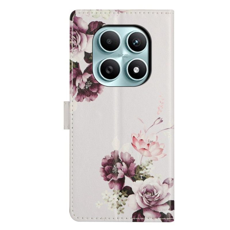 Skórzany Futerał Xiaomi Redmi Note 15 5g Etui Na Telefon Wzór Z Krzyżem Róż