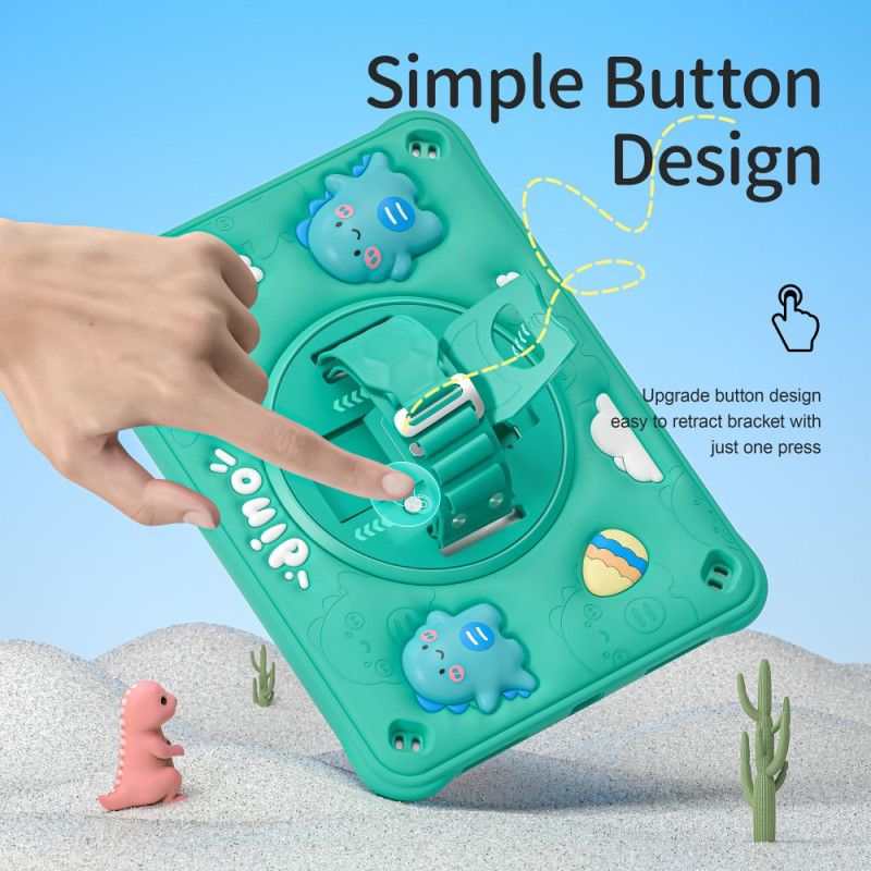 Etui Do iPad (2025) Pasek I Podpórka Dla Dzieci W Kształcie Dinozaura