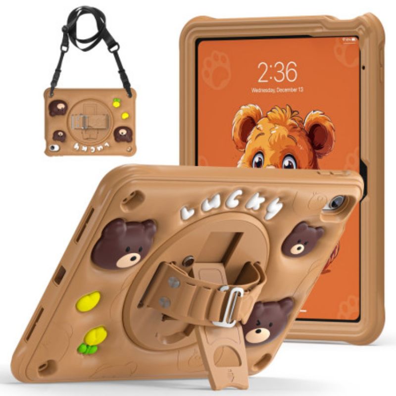 Etui iPad (2025) Dziecięcy Miś Pasek I Pasek Na Ramię Etui Ochronne