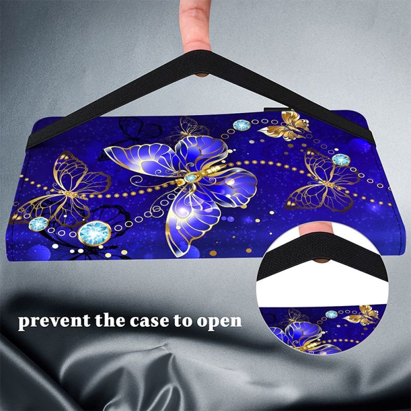 Etui iPad (2025) Etui Na Telefon Niebieskie I Złote Motyle