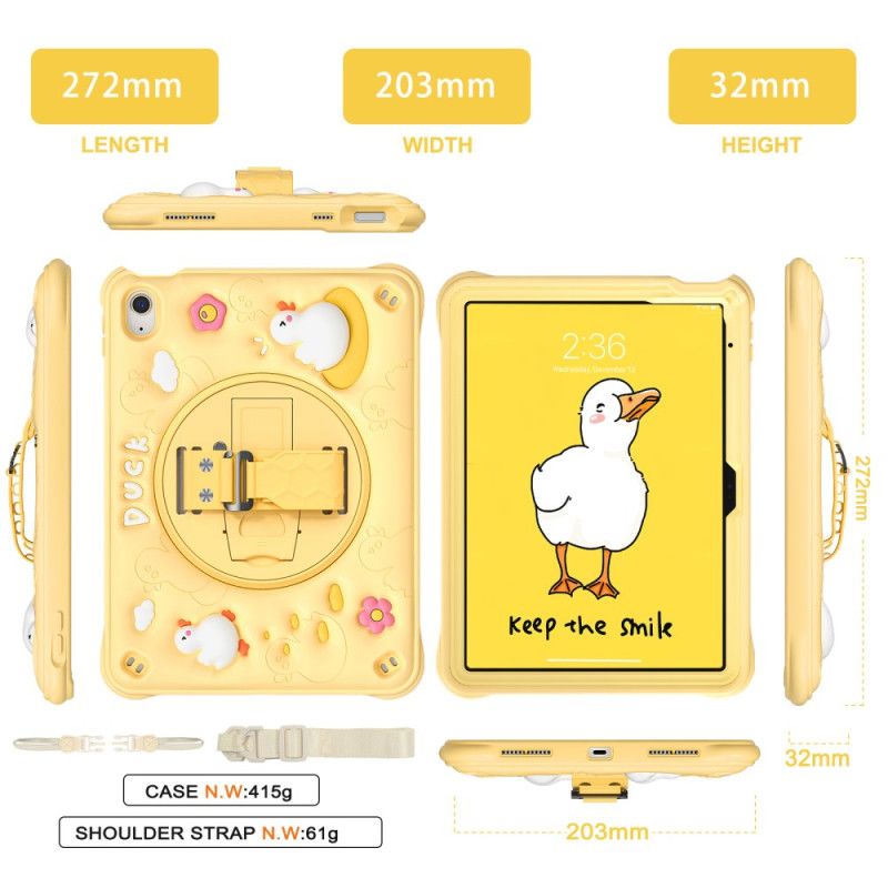 Etui iPad (2025) Podstawka I Pasek Na Ramię Dla Dzieci W Kształcie Kaczki Etui Ochronne
