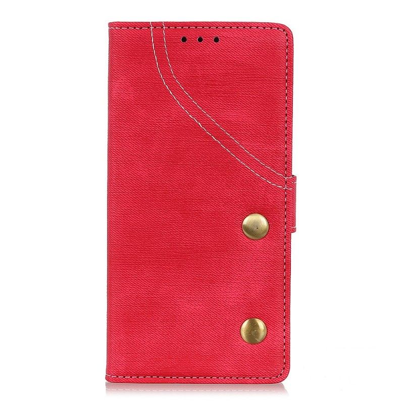 Etui Folio Huawei P30 Lite Ciemnoniebieski Czerwony Dżinsy Z Guzikami Etui Ochronne