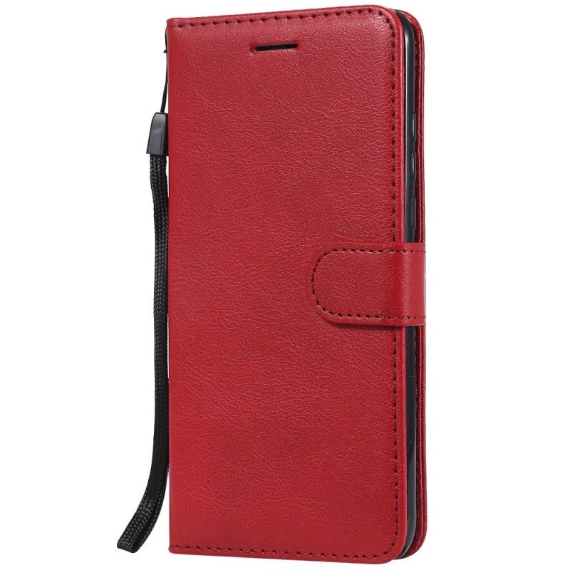 Etui Folio Huawei P30 Lite Czerwony Czarny Efekt Skóry Ze Stringami