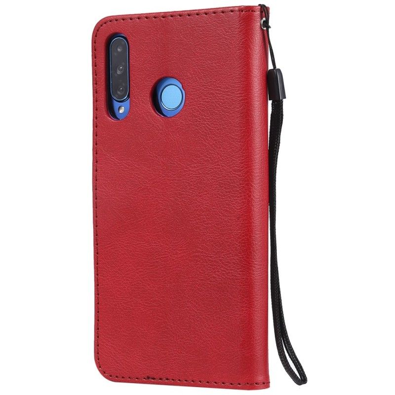 Etui Folio Huawei P30 Lite Czerwony Czarny Efekt Skóry Ze Stringami
