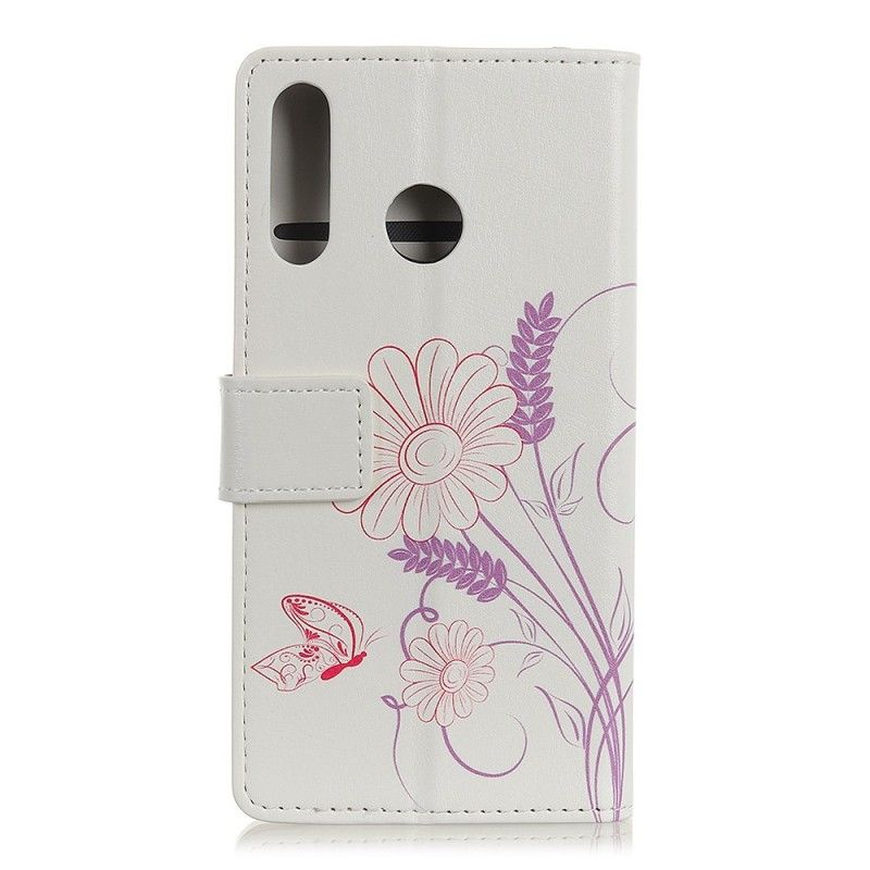 Etui Folio Huawei P30 Lite Rysowanie Motyli I Kwiatów