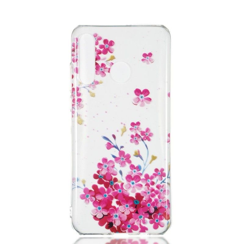 Etui Huawei P30 Lite Żółte I Purpurowe Kwiaty Etui Ochronne