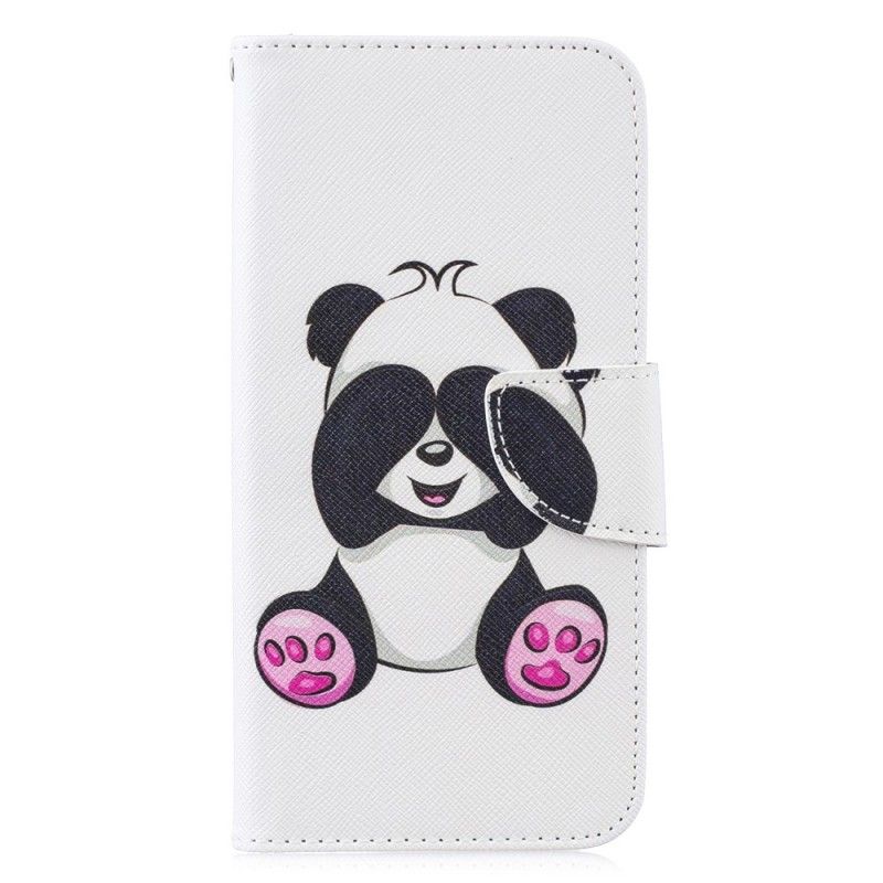 Skórzany Futerał Huawei P30 Lite Etui na Telefon Zabawna Panda
