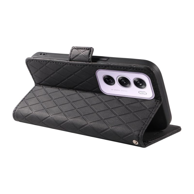 Etui Folio Oppo Reno 12 5g Diamentowe Nadruki Z Paskiem Etui Ochronne