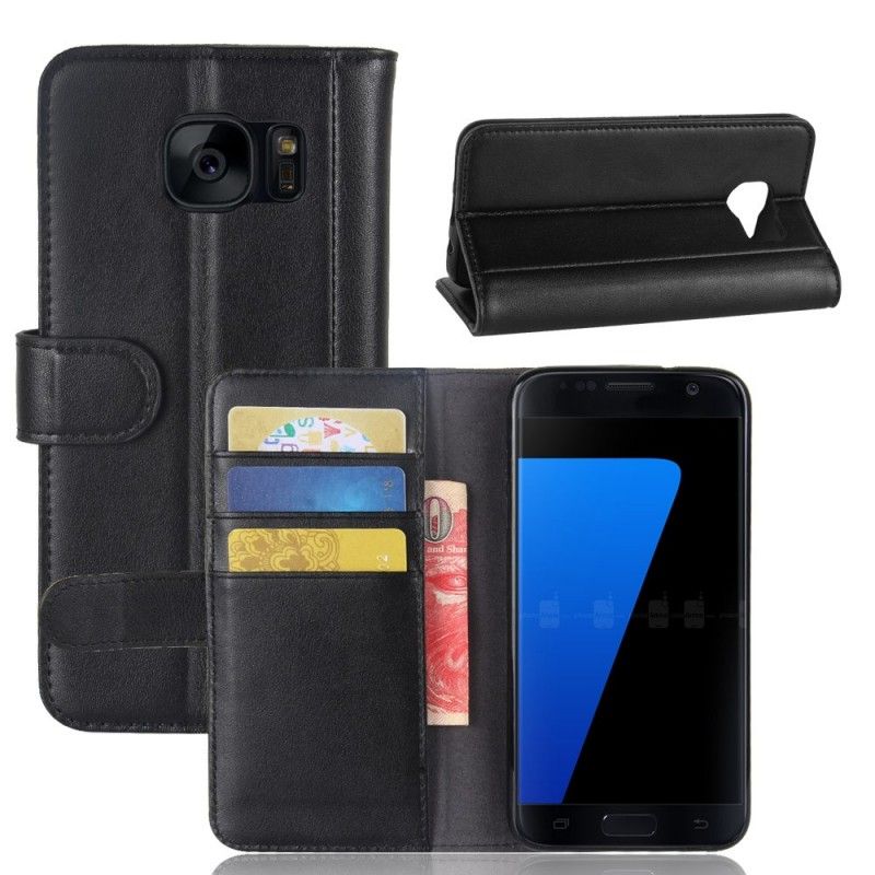 Etui Folio Samsung Galaxy S7 Brązowy Czarny Dwoina Skórzana