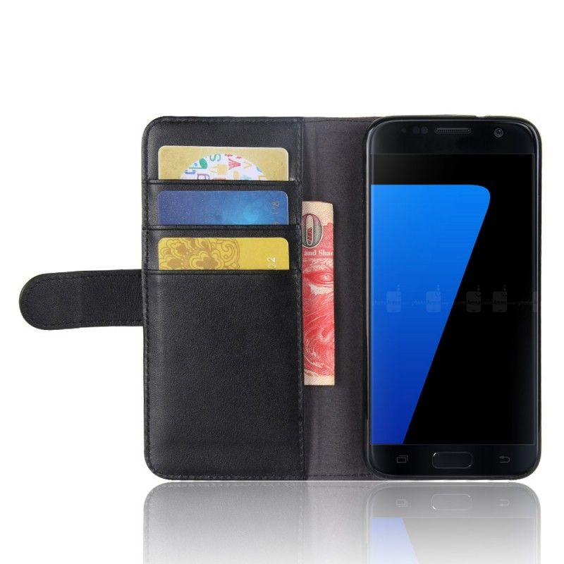 Etui Folio Samsung Galaxy S7 Brązowy Czarny Dwoina Skórzana