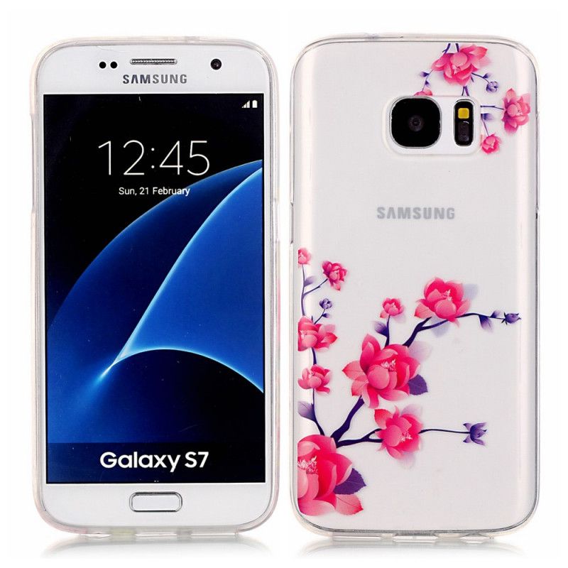 Etui Samsung Galaxy S7 Czerwony Kwitnące Gałęzie Etui Ochronne