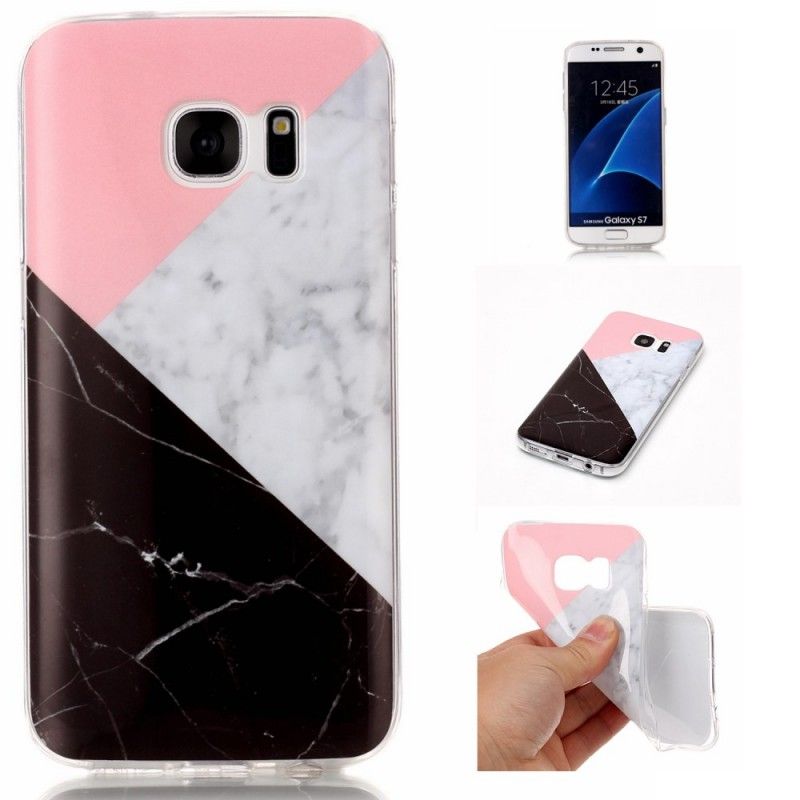 Etui Samsung Galaxy S7 Geometryczny Efekt Marmuru Etui Ochronne