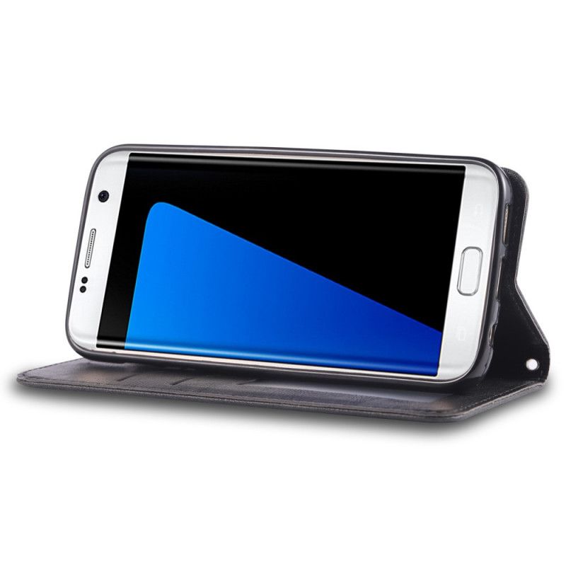Flip Kotelot Samsung Galaxy S7 Ciemnobrązowy Czarny Retro Azns Etui Ochronne