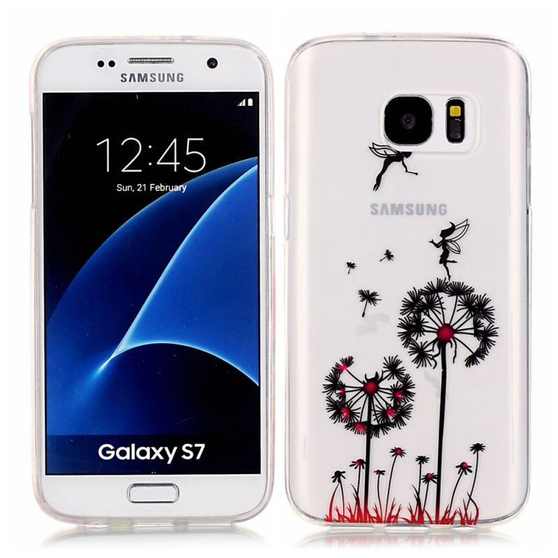 Futerały Samsung Galaxy S7 Etui na Telefon Przezroczyste Czerwone Mlecze
