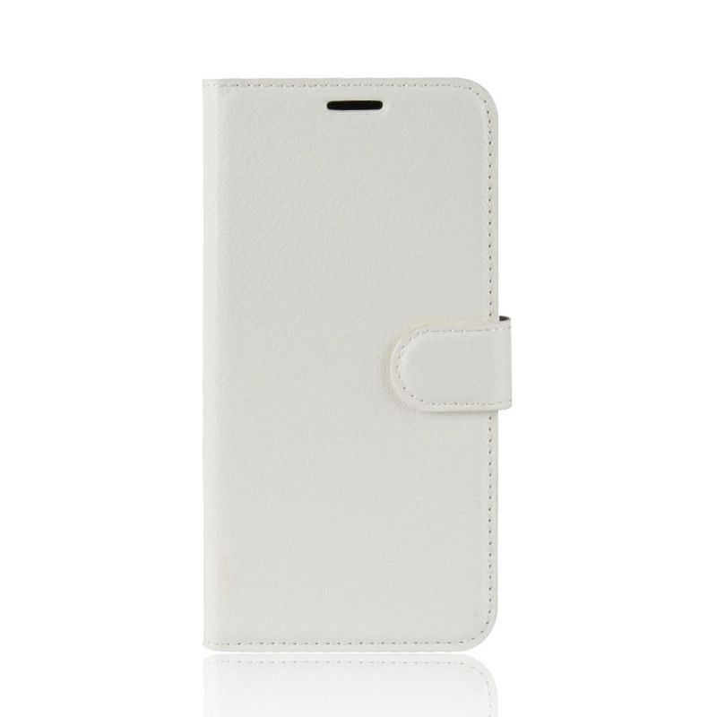 Etui Folio Samsung Galaxy S10 5G Biały Czarny Klasyczna Imitacja Skóry Liczi