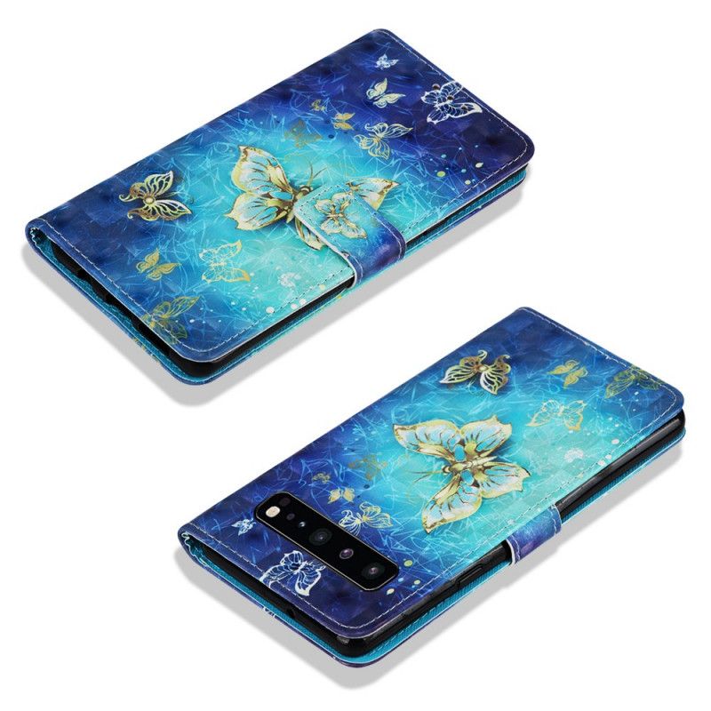Etui Folio Samsung Galaxy S10 5G Złote Motyle Etui Ochronne