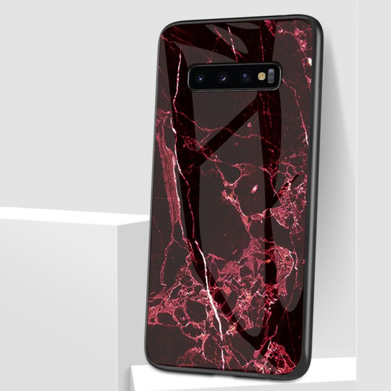 Etui Samsung Galaxy S10 5G Biały Czarny Hartowane Szkło Marmurowe Etui Ochronne