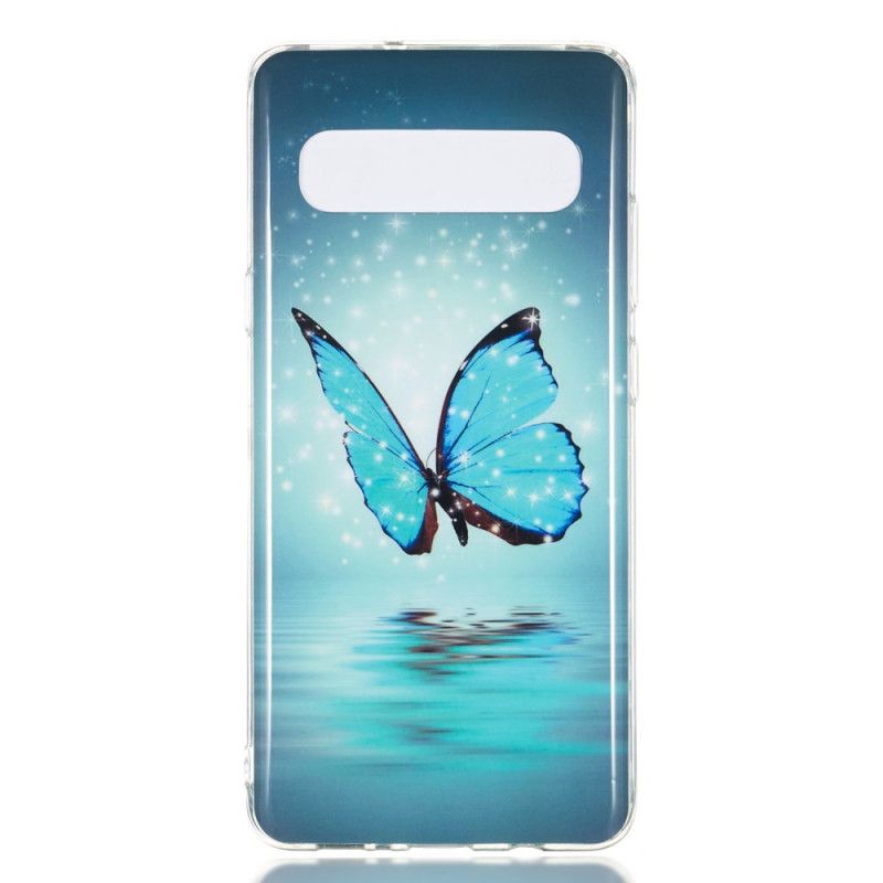 Etui Samsung Galaxy S10 5G Fluorescencyjny Niebieski Motyl Etui Ochronne