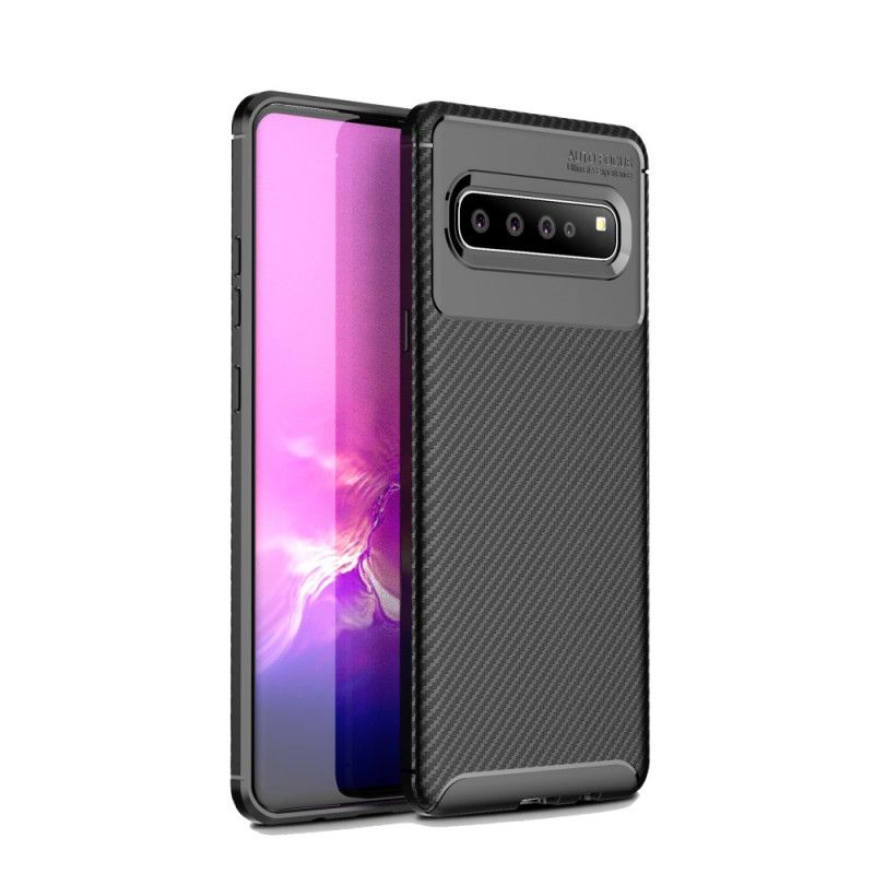 Etui Samsung Galaxy S10 5G Granatowy Czarny Elastyczna Tekstura Włókna Węglowego Etui Ochronne