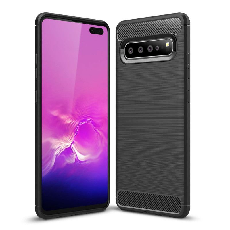 Futerały Samsung Galaxy S10 5G Czerwony Czarny Szczotkowane Włókno Węglowe