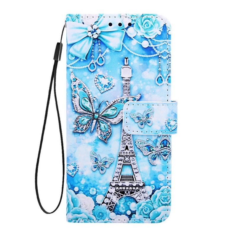 Etui Folio Samsung Galaxy A20s Motyle Z Wieży Eiffla Ze Stringami