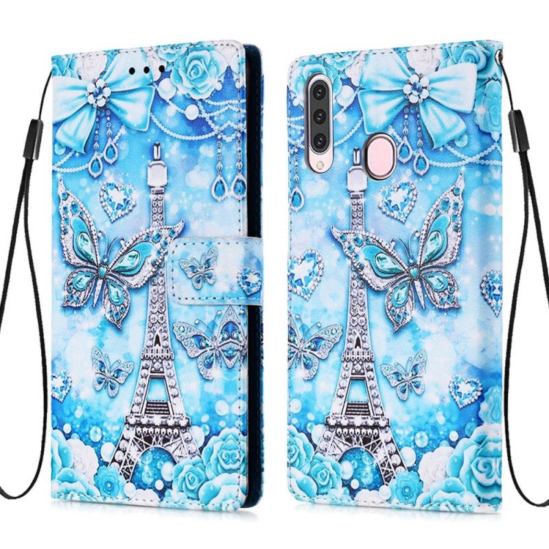 Etui Folio Samsung Galaxy A20s Motyle Z Wieży Eiffla Ze Stringami