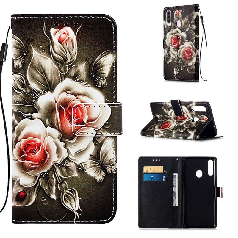 Etui Folio Samsung Galaxy A20s Złote Róże Etui Ochronne