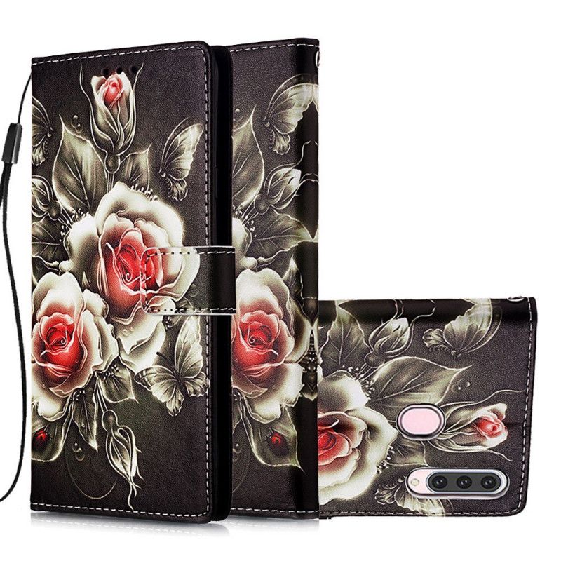 Etui Folio Samsung Galaxy A20s Złote Róże Etui Ochronne